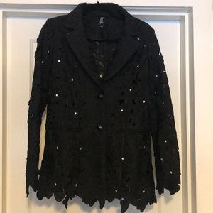 Berek Black Lace floral Blazer with Rhinestones